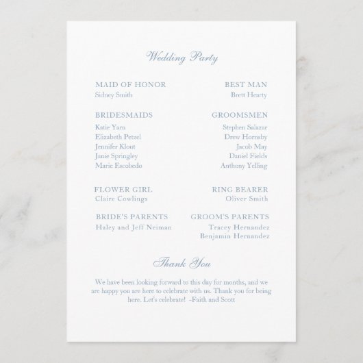 Trouwprogramma Dusty Blue Monogram Krans Programmakaart (Achterkant)