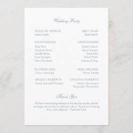 Trouwprogramma Dusty Blue Monogram Krans Programmakaart