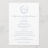 Trouwprogramma Dusty Blue Monogram Krans Programmakaart (Voorkant)