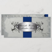 Trouwprogramma Elegant Grey Royal Bloemen Programmakaart (Voorkant / Achterkant)