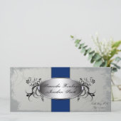 Trouwprogramma Elegant Grey Royal Bloemen Programmakaart (Staand voorkant)