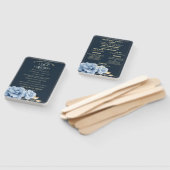 Trouwprogramma Elegant Middennacht blauw bloem Handwaaier (Niet-gemonteerd)