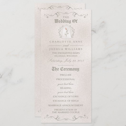 TROUWPROGRAMMA | Elegant Roos van schoonheid Programmakaart (Voorkant / Achterkant)