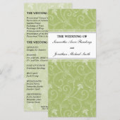 Trouwprogramma - Elegant Sage Green Victoriaans Programmakaart (Voorkant / Achterkant)