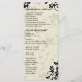Trouwprogramma - Elegant zwart en ivoor bloemen Programmakaart (Achterkant)
