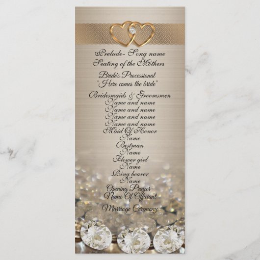 Trouwprogramma elegante diamanten op satijn programmakaart (Achterkant)