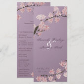 Trouwprogramma Elegante Paarse roze kersenbloesem Programmakaart (Voorkant / Achterkant)