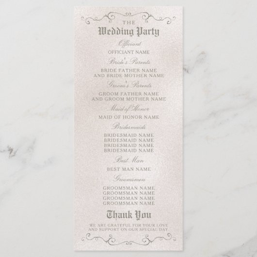 TROUWPROGRAMMA | Elegante rode roos van schoonheid Programmakaart (Achterkant)