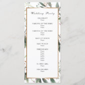 Trouwprogramma elegante waterverf groen bladgoud programmakaart (Achterkant)