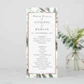 Trouwprogramma elegante waterverf groen bladgoud programmakaart (Staand voorkant)