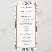 Trouwprogramma elegante waterverf groen bladgoud programmakaart (Voorkant)