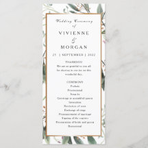 Trouwprogramma elegante waterverf groen bladgoud