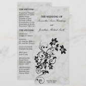 Trouwprogramma - Elegante Zilveren Bloemen Programmakaart (Voorkant / Achterkant)