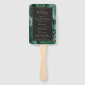 Trouwprogramma Emerald Green Gold Agate Donker Handwaaier (Voorkant)