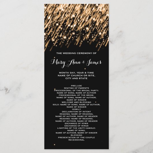 Trouwprogramma Falling Stars Gold Programmakaart (Voorkant)