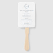 Trouwprogramma Fan Light Blue Monogram Krans Handwaaier (Voorkant)