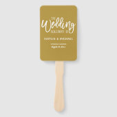 Trouwprogramma Fans | Penseelscript (goud) Handwaaier (Voorkant)