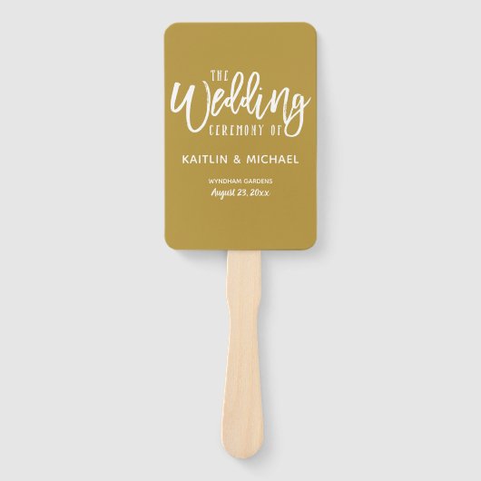 Trouwprogramma Fans | Penseelscript (goud) Handwaaier (Voorkant)