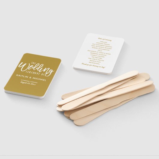 Trouwprogramma Fans | Penseelscript (goud) Handwaaier (Niet-gemonteerd)