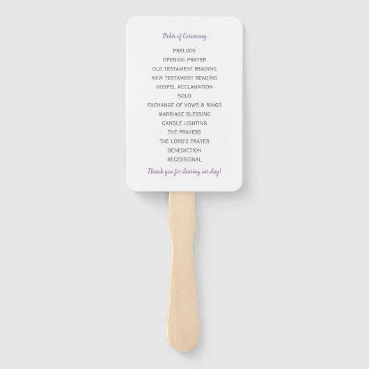 Trouwprogramma Fans | Penseelscript (Lavendel) Handwaaier (Achterkant)