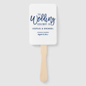 Trouwprogramma Fans | Penseelscript - marineblauw Handwaaier (Voorkant)