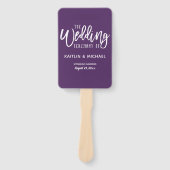 Trouwprogramma Fans | Penseelscript (Plum -Paarse) Handwaaier (Voorkant)