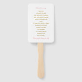 Trouwprogramma Fans | Penseelscript (roze en goud) Handwaaier (Achterkant)