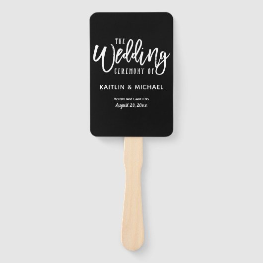 Trouwprogramma Fans | Penseelscript (zwart) Handwaaier (Voorkant)