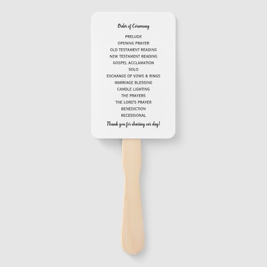 Trouwprogramma Fans | Penseelscript (zwart) Handwaaier (Achterkant)