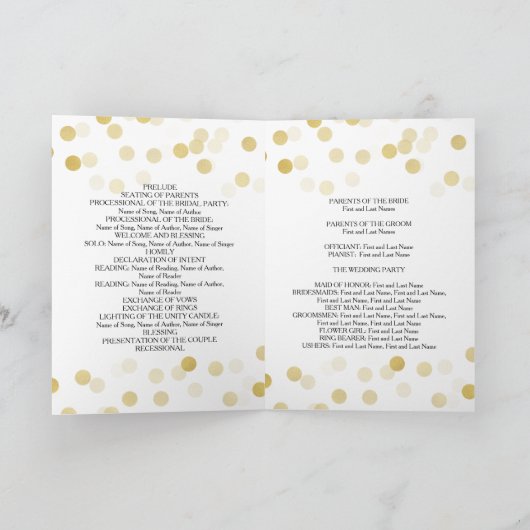 Trouwprogramma Faux Gold Folie Glitter Lights Programma (Binnen)