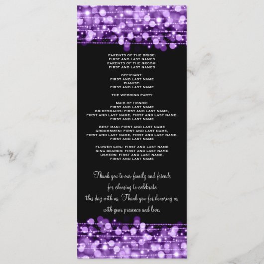 Trouwprogramma Feest Vonken Paars Programmakaart (Achterkant)