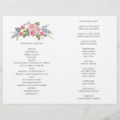 Trouwprogramma gevouwen. Roze rozen. Tuinbloemen (Achterkant)
