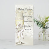 Trouwprogramma Gold Cream Pearl Floral Rozen Programmakaart (Staand voorkant)