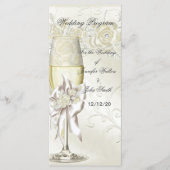 Trouwprogramma Gold Cream Pearl Floral Rozen Programmakaart (Voorkant)