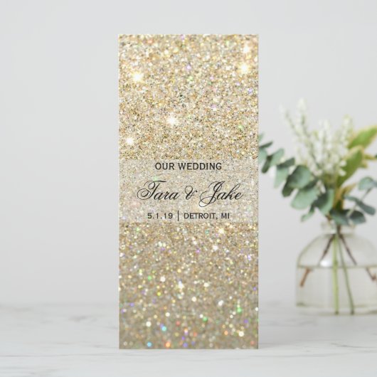 Trouwprogramma - Gold Glit Fab Programmakaart (Staand voorkant)