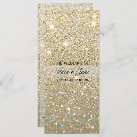 Trouwprogramma - Gold Glitter Fab Programmakaart (Voorkant / Achterkant)