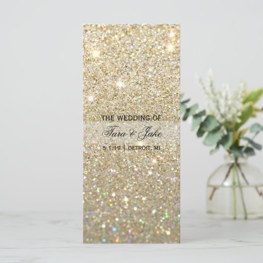Trouwprogramma - Gold Glitter Fab Programmakaart (Staand voorkant)