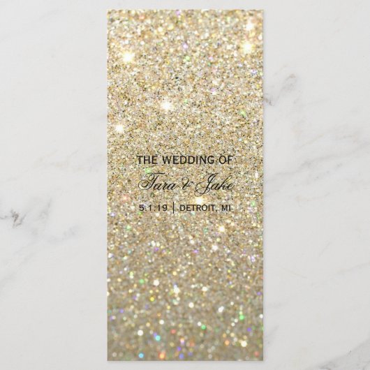Trouwprogramma - Gold Glitter Fab Programmakaart (Voorkant)
