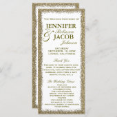 Trouwprogramma | Gold Glitter-rand Programmakaart (Voorkant / Achterkant)