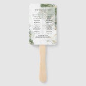 Trouwprogramma | Gold Muted Sage Green Ink Handwaaier (Achterkant)