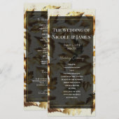 Trouwprogramma Goud blad Amandel Beige & Zwart Programmakaart (Voorkant / Achterkant)