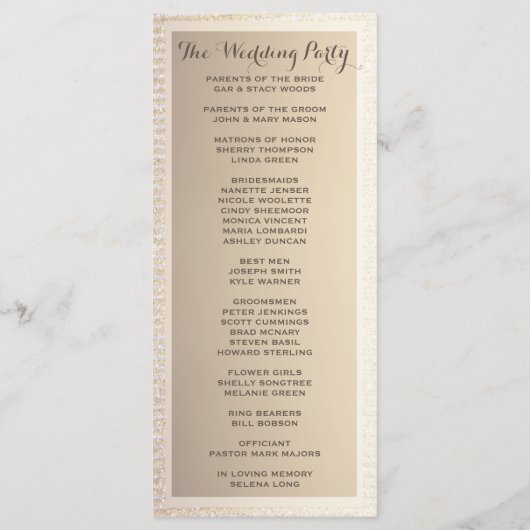 Trouwprogramma | Goud en bruin Programmakaart (Achterkant)