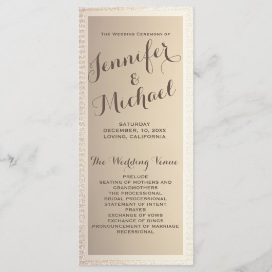 Trouwprogramma | Goud en bruin Programmakaart (Voorkant)