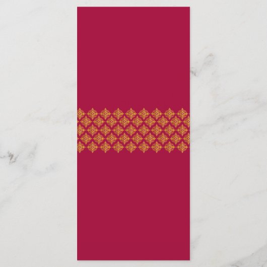 Trouwprogramma goud en rood programmakaart (Achterkant)