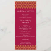 Trouwprogramma goud en rood programmakaart (Voorkant)