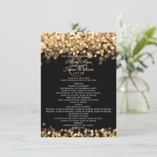 Trouwprogramma Gouden Lichten Kaart (Staand voorkant)