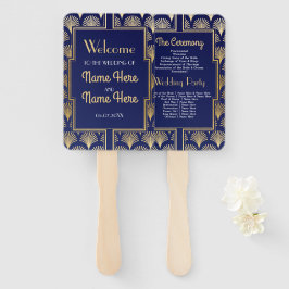 Trouwprogramma Hand Fan 1920's Twenties Gold Handwaaier