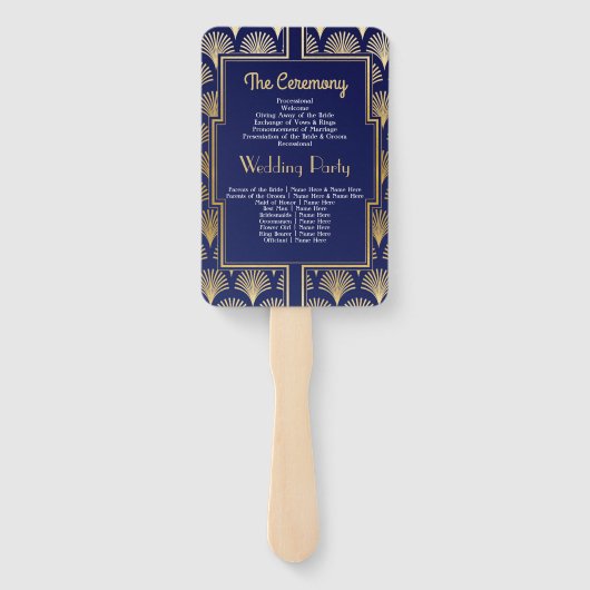 Trouwprogramma Hand Fan 1920's Twenties Gold Handwaaier (Achterkant)