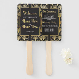 Trouwprogramma Hand Fan 1920's Twenties Gold Handwaaier