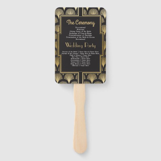 Trouwprogramma Hand Fan 1920's Twenties Gold Handwaaier (Achterkant)